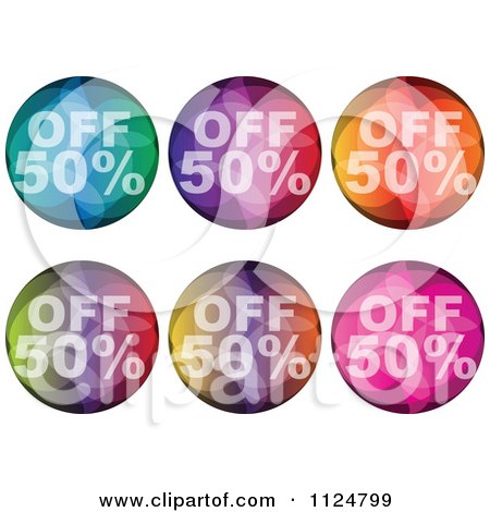 Clipart Of Colorful Fifty Percent Off Orb Icons - Royalty Free Vector Illustration by Andrei Marincas