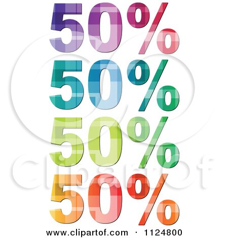 Clipart Of Colorful Fifty Percent Icons - Royalty Free Vector Illustration by Andrei Marincas