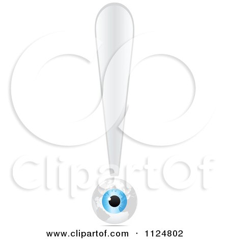 Clipart Of A Blue Eye Globe Exclamation Point - Royalty Free Vector Illustration by Andrei Marincas