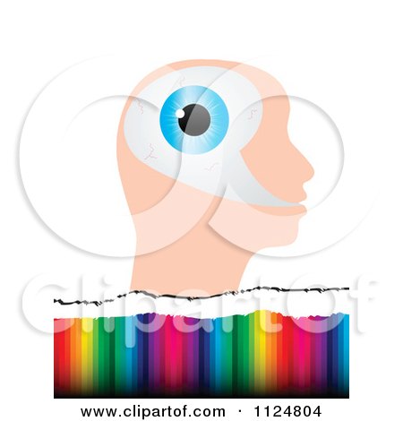 Clipart Of An Eyeball Head Over Colors - Royalty Free Vector Illustration by Andrei Marincas