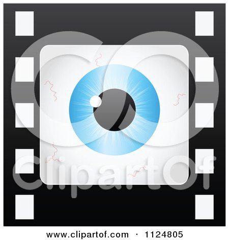 Clipart Of A Blue Bloodshot Eye Frame On A Film Strip - Royalty Free Vector Illustration by Andrei Marincas