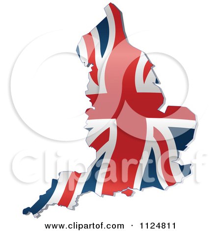 Cartoon Of A Union Jack Flag England Map - Royalty Free Vector Clipart by Pushkin