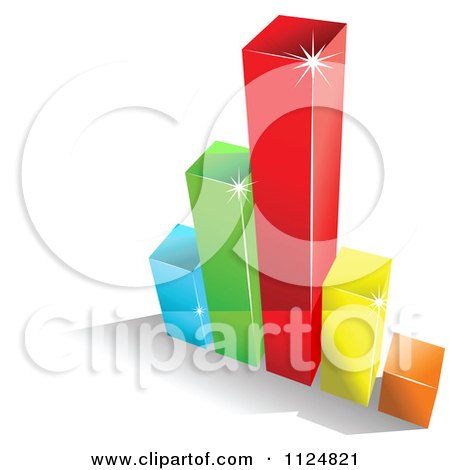 Clipart Of A 3d Colorful Bar Graph And Shadow 5 - Royalty Free Vector Illustration by Vector Tradition SM