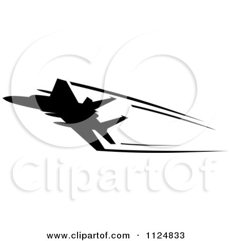 Clipart Of A Black Silhouetted Airplane And Trails 4 - Royalty Free Vector Illustration by Vector Tradition SM
