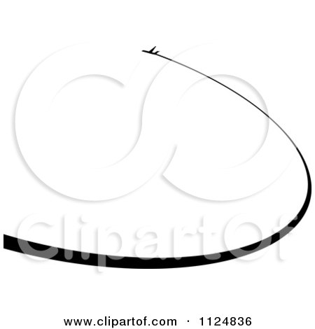 Clipart Of A Black Silhouetted Airplane And Curved Trail - Royalty Free Vector Illustration by Vector Tradition SM