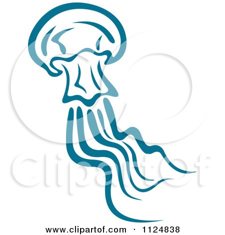 Clipart Of A Teal Jellyfish 3 - Royalty Free Vector Illustration by Vector Tradition SM