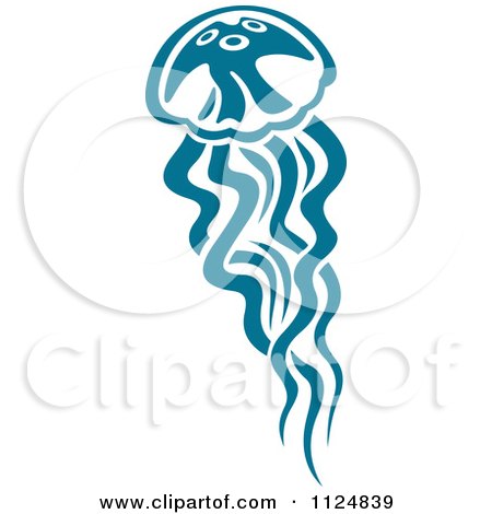 Clipart Of A Teal Jellyfish 4 - Royalty Free Vector Illustration by Vector Tradition SM
