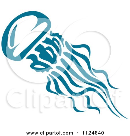 Clipart Of A Teal Jellyfish 5 - Royalty Free Vector Illustration by Vector Tradition SM