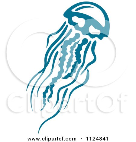 Clipart Of A Teal Jellyfish 6 - Royalty Free Vector Illustration by Vector Tradition SM