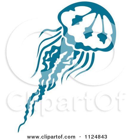 Clipart Of A Teal Jellyfish 1 - Royalty Free Vector Illustration by Vector Tradition SM