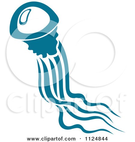Clipart Of A Teal Jellyfish 2 - Royalty Free Vector Illustration by Vector Tradition SM