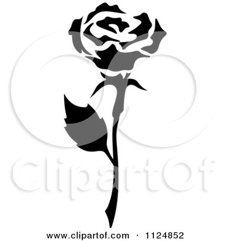 Clipart Of A Black And White Rose Flower 10 - Royalty Free Vector Illustration by Vector Tradition SM