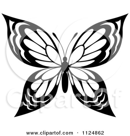 Clipart Of A Black And White Butterfly 20 - Royalty Free Vector Illustration by Vector Tradition SM