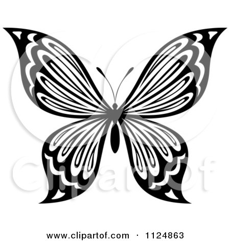 Clipart Of A Black And White Butterfly 21 - Royalty Free Vector Illustration by Vector Tradition SM