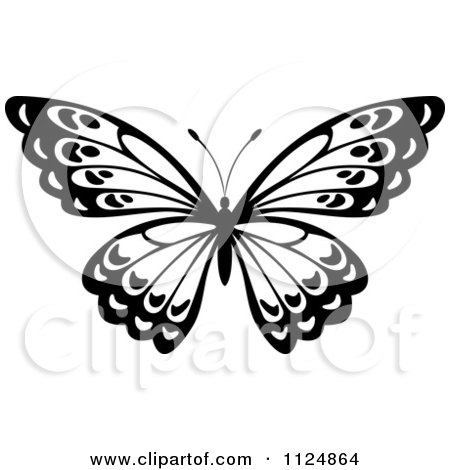 Clipart Of A Black And White Butterfly 22 - Royalty Free Vector Illustration by Vector Tradition SM