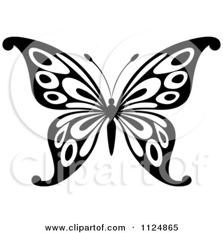 Clipart Of A Black And White Butterfly 23 - Royalty Free Vector Illustration by Vector Tradition SM