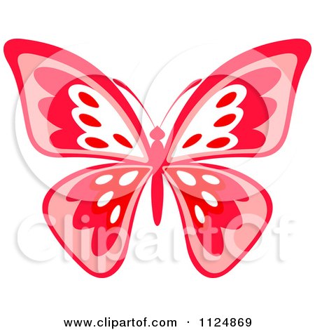 Clipart Of An Ornate Red Butterfly - Royalty Free Vector Illustration by Vector Tradition SM