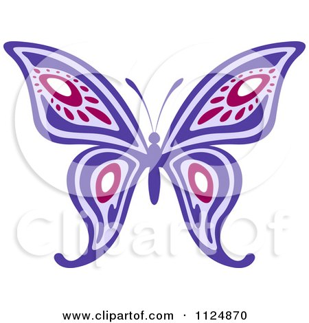 Clipart Of An Ornate Purple Butterfly - Royalty Free Vector Illustration by Vector Tradition SM
