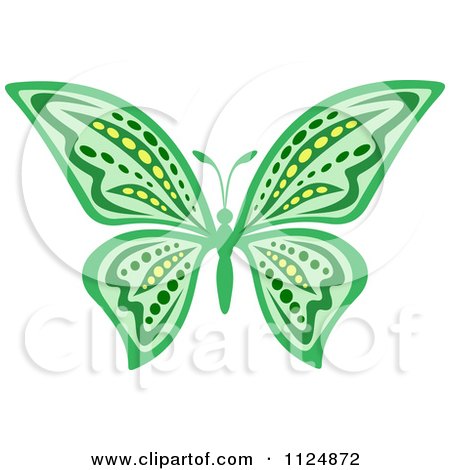 Clipart Of An Ornate Green Butterfly - Royalty Free Vector Illustration by Vector Tradition SM