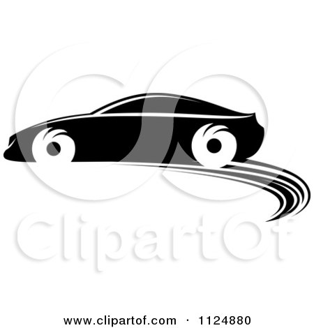 Clipart Of A Black And White Sports Car 2 - Royalty Free Vector Illustration by Vector Tradition SM