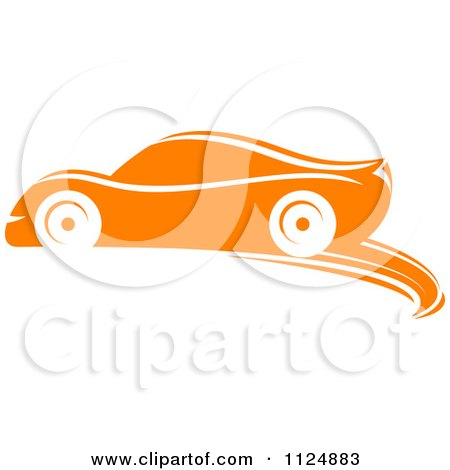 Clipart Of An Orange Sports Car - Royalty Free Vector Illustration by Vector Tradition SM