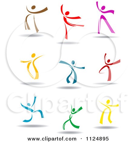 Clipart Of Happy Colorful People Dancing And Jumping - Royalty Free Vector Illustration by Vector Tradition SM