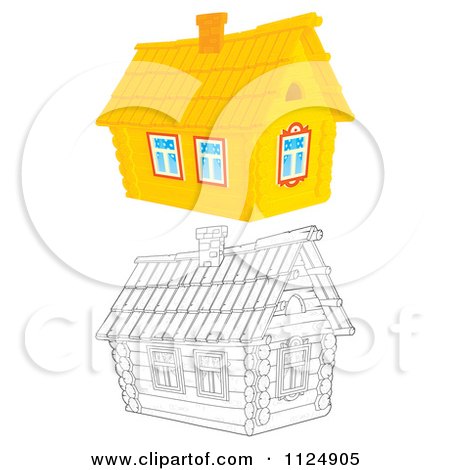 Cartoon Of Cabin Homes - Royalty Free Clipart by Alex Bannykh