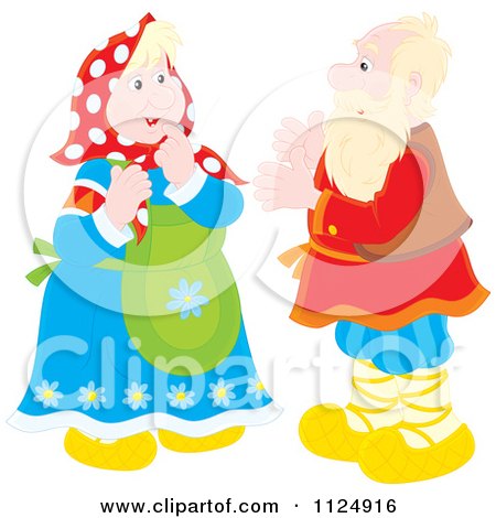Cartoon Of An Old Couple Talking - Royalty Free Vector Clipart by Alex Bannykh
