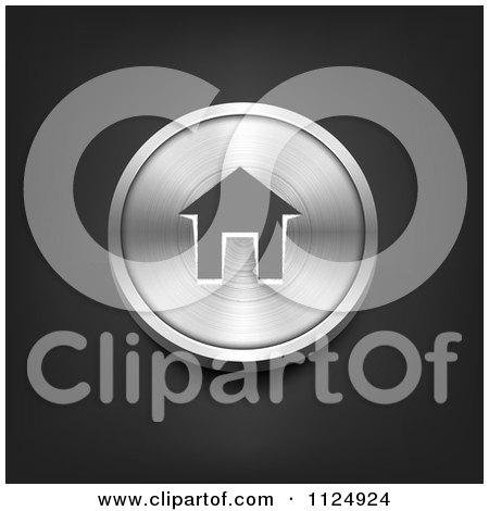 Clipart Of A 3d Brushed Silver Home Icon Button - Royalty Free Vector Illustration by vectorace