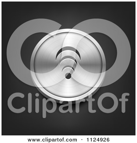 Clipart Of A 3d Brushed Silver Wireless Icon Button - Royalty Free Vector Illustration by vectorace