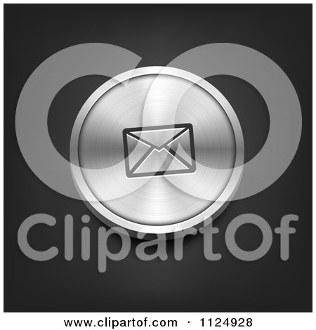Clipart Of A 3d Brushed Silver Email Icon Button - Royalty Free Vector Illustration by vectorace