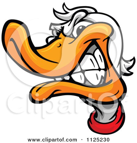 Cartoon Of An Aggressive Duck Mascot Face - Royalty Free Vector Clipart by Chromaco