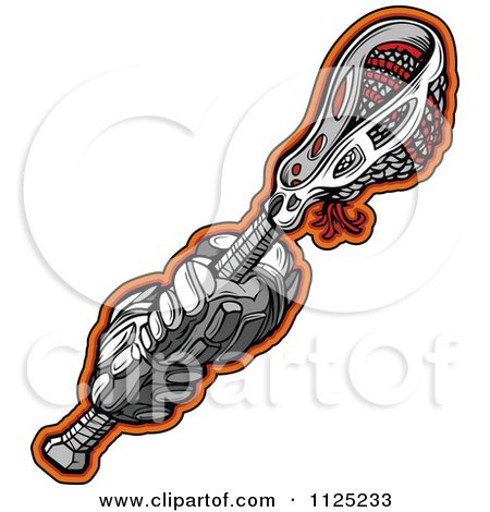 Cartoon Of Lacrosse Gloves Holding A Stick - Royalty Free Vector Clipart by Chromaco