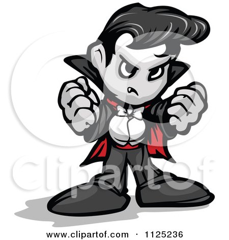 Cartoon Of A Tough Vampire Holding Up Fists - Royalty Free Vector Clipart by Chromaco