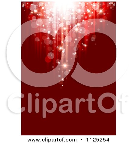 Clipart Of A Red Christmas Bokeh Light Background With Copyspace - Royalty Free Vector Illustration by dero