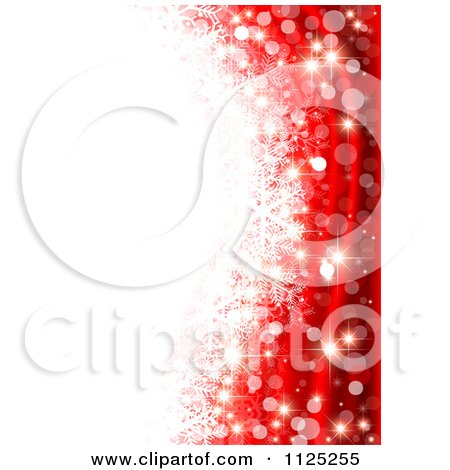 Clipart Of A Red Christmas Snowflake And Bokeh Light Background With Copyspace - Royalty Free Vector Illustration by dero