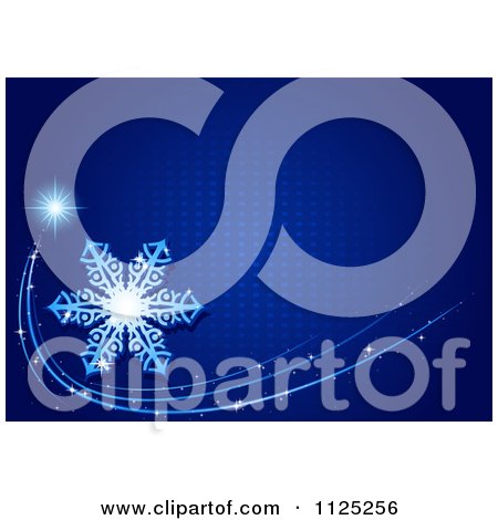 Clipart Of A Blue Christmas Shooting Star Snowflake And Halftone Background - Royalty Free Vector Illustration by dero