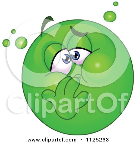 Cartoon Of A Sick Green Emoticon Face - Royalty Free Vector Clipart by yayayoyo