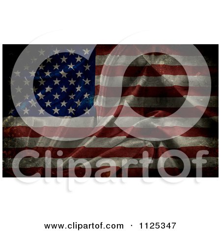 Clipart Of A Dark Grungy Folded American Flag - Royalty Free CGI Illustration by KJ Pargeter