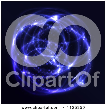 Clipart Of A Glowing Sphere Of Blue Light On Black - Royalty Free Vector Illustration by KJ Pargeter