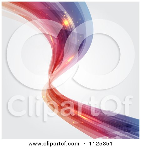 Clipart Of A Colorful Wave With Glowing Orbs On A Shaded Background - Royalty Free Vector Illustration by KJ Pargeter