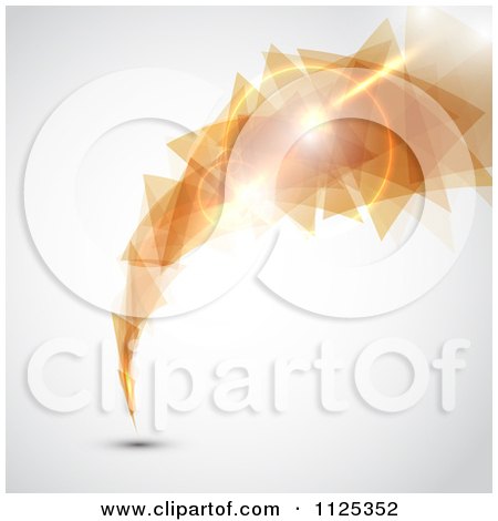 Clipart Of A Swoosh Of Orange Triangles And Lights On A Shaded Background - Royalty Free Vector Illustration by KJ Pargeter