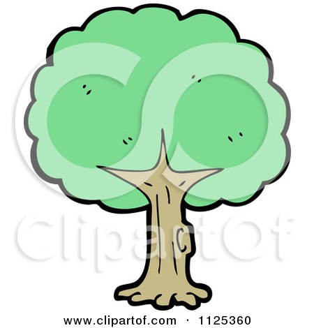 Cartoon Of A Tree With Green Foliage 3 - Royalty Free Vector Clipart by lineartestpilot
