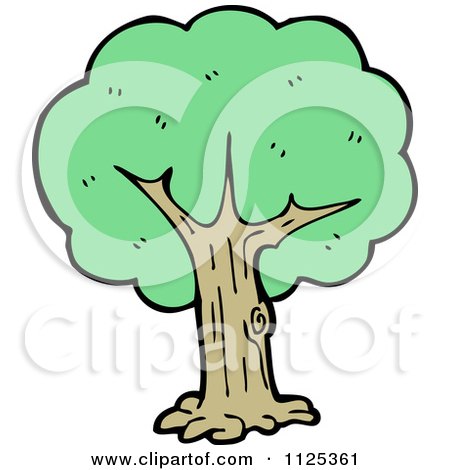 Cartoon Of A Tree With Green Foliage 4 - Royalty Free Vector Clipart by lineartestpilot