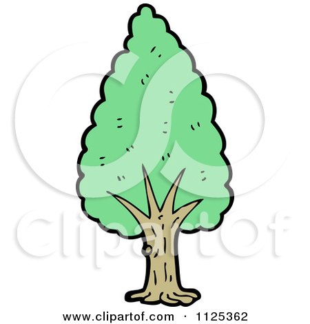 Cartoon Of A Tree With Green Foliage 5 - Royalty Free Vector Clipart by lineartestpilot