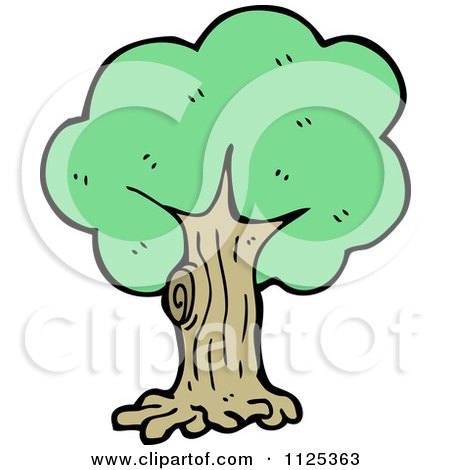Cartoon Of A Tree With Green Foliage 6 - Royalty Free Vector Clipart by lineartestpilot