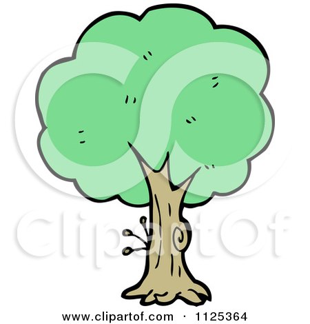 Cartoon Of A Tree With Green Foliage 7 - Royalty Free Vector Clipart by lineartestpilot