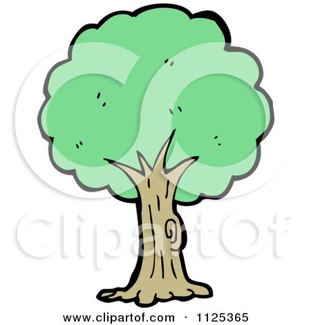 Cartoon Of A Tree With Green Foliage 8 - Royalty Free Vector Clipart by lineartestpilot