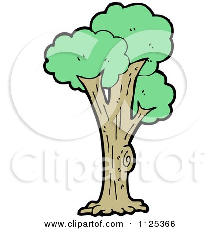Cartoon Of A Tree With Green Foliage 10 - Royalty Free Vector Clipart by lineartestpilot