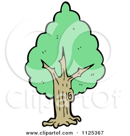 Cartoon Of A Tree With Green Foliage 1 - Royalty Free Vector Clipart by lineartestpilot